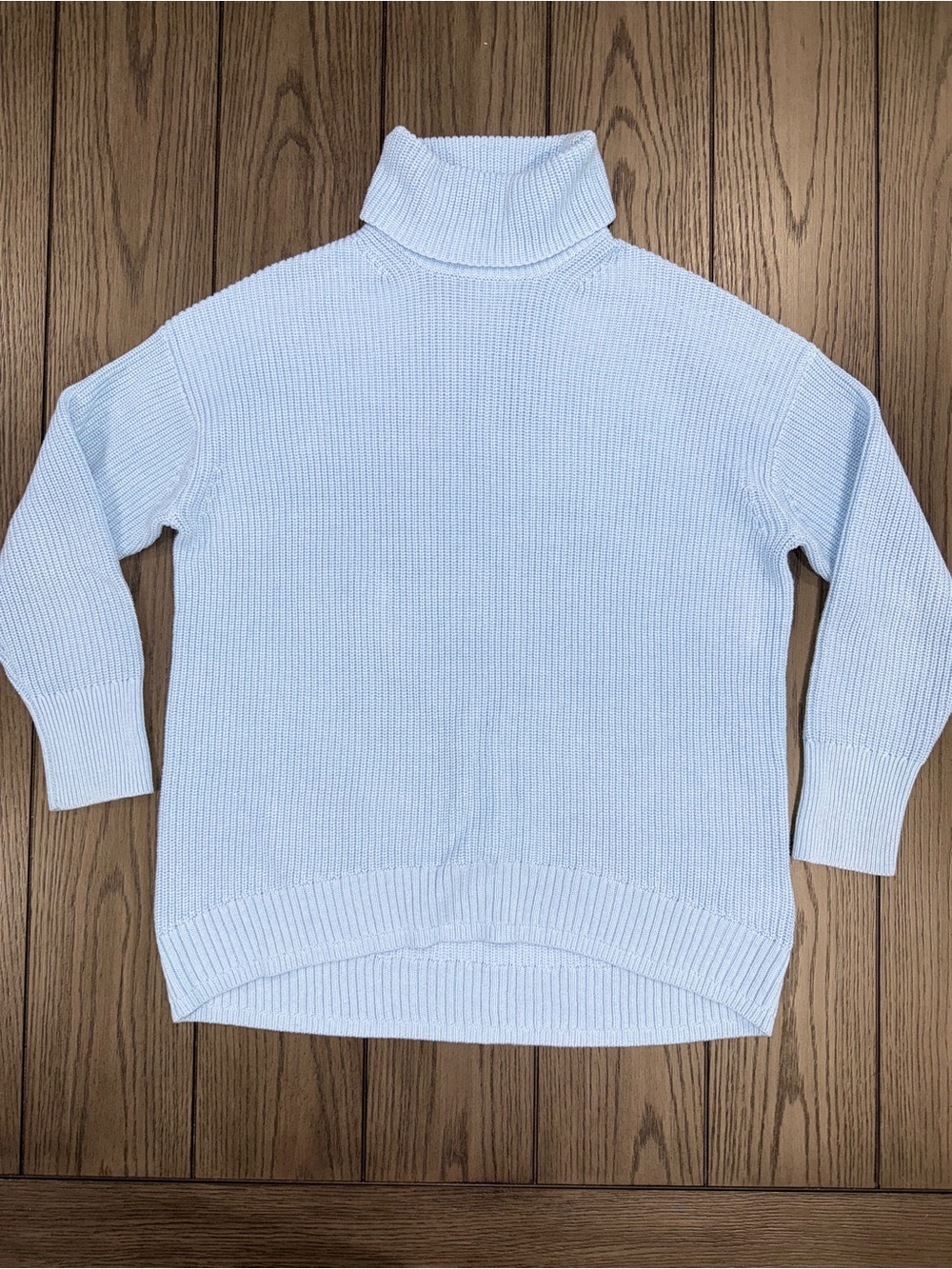 J. Crew Cotton Cashmere Ribbed Turtleneck Sweater Blue Size S Preppy Minimalist